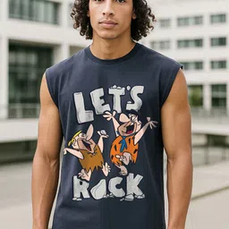 Bewakoof Cartoon Network Men's Pure Cotton Rock N Roll Graphic Printed Boxy Fit Vest-picture-32