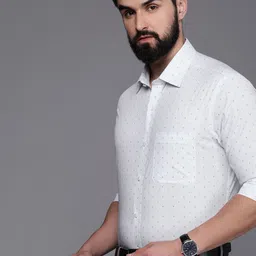 Raymond Men Slim Fit Geometric Printed Pure Cotton Formal Shirt-picture-20