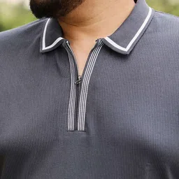 Instafab Plus Men Plus Size Solid Polo Collar T-shirt image 4