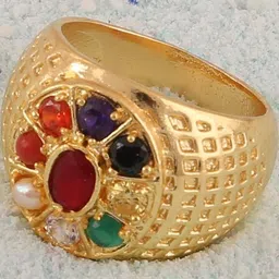 Navkar Crafts Unisex Gold-Plated Navratna Ring image 2