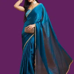 LOROFY Beads and Stones Embellished Two Tone Saree-picture-17