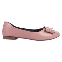 Shoetopia Bow Applique Detailed Slip On Ballerinas - Peach image 4