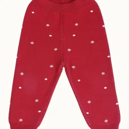 kids of greendeer Greendeer 100% Cotton Full Sleeves Polar Bear Designed Sweater & Pant With Cap Set - Red & Blue image 5