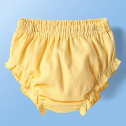 kookie kids india Kookie Kids Interlock Knit Bloomers with Plant Print & Stripe Design Pack of 3 - Yellow White & Green image 4
