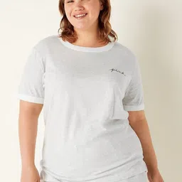 Victoria's Secret Women Plus Size Typography Printed Round Neck Pure Cotton T-shirt-image-53