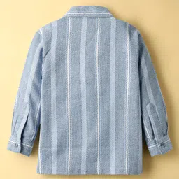 Rikidoos Full Sleeves Striped Shirt & Royal Crown Text Printed Tee Set - Light Blue & White image 5