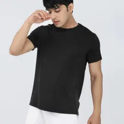 Dida Black Polyster Regular Fit Solid T-Shirt-image-50