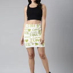 showoffff SHOWOFF Green & White Self Design Skirt image 4