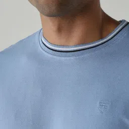 Reid & Taylor Blue Cotton Regular Fit T-Shirt image 5