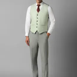 Louis Philippe Green Slim Fit Textured Three Piece Suit image 4