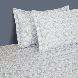 Swayam Dona Abstract Blue 250 TC Cotton King Fitted Fitted Bedsheet with 2 Pillow Covers image 4