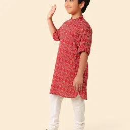 Fabindia Kids Red Printed Full Sleeves Kurta image 4