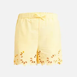 VERO MODA GIRL Pale Banana Self Design Regular Fit Shorts image 4