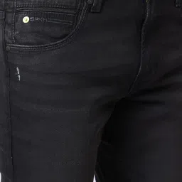 Spykar Black Cotton Bootcut Distressed Jeans image 4