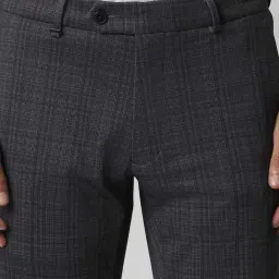 Van Heusen Grey Slim Fit Checks Trousers image 4