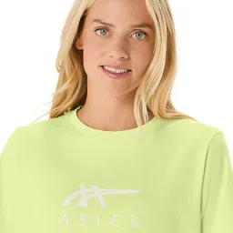 Asics Women's Huddle Yellow Training Core Stripe Graphic T-Shirt image 4