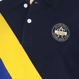 Allen Solly Junior Blue & Yellow Cotton Color Block Polo T-Shirt image 4