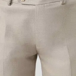 Peter England Beige Slim Fit Texture Trousers image 4