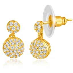 Peora Gold Plated Contemporary CZ Studded Stud Pendant & Earring image 4