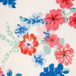 Arrabi White & Red Set of 5 Floral Square Cushion Covers image 3