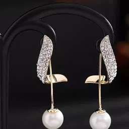 TheVineGirl Gold-Plated Pearls Beaded Contemporary Drop Earrings-picture-28