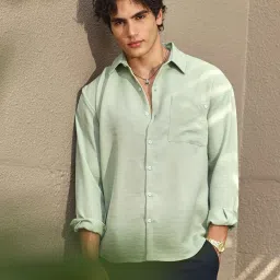 Campus Sutra Green Loose Fit Texture Shirt image 4