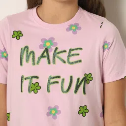 VERO MODA GIRL Lilac Cotton Floral Print T-Shirt image 4