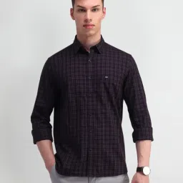 Arrow Sport Purple Cotton Slim Fit Checks Shirt image 4