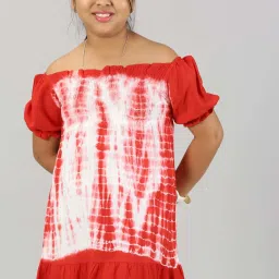 Kiddopanti Kids Red & White Over Dyed Dress image 4