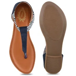 Shoetopia Women's Blue T-Strap Sandals image 4