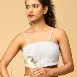 The Mom Store Black & Grey Cotton Maternity Bra - Pack of 2 image 4