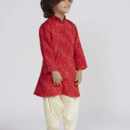 VASTRAMAY Boys Red Kurta And Patiala Set image 4