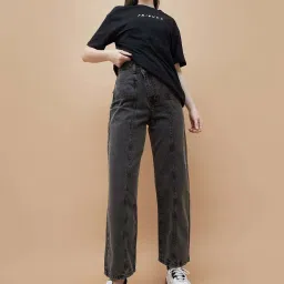 Ginger By Lifestyle Black Cotton Regular Fit Jeans image 4