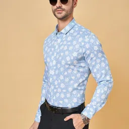 Byford by Pantaloons Dream Blue Cotton Slim Fit Printed Shirt image 4