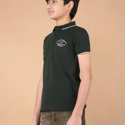 Crimsoune Club Boys Green Cotton Blend Solid Polo T-Shirt image 4