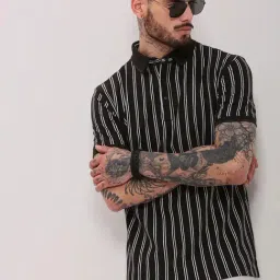 showoffff Showoff Olive Cotton Slim Fit Stripes T-Shirt-picture-32