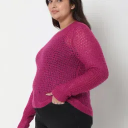 Vero Moda Curve Pink Self Design Sweater image 3