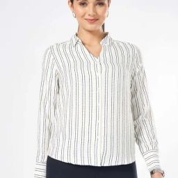 Annabelle By Pantaloons Cloud Dancer Regular Fit Striped Shirt-picture-9