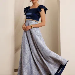 Miss Chase Women Square Neck Flutter Sleeve Fit and Flare Maxi Dress-image-64
