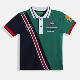 United Colors of Benetton Boys Pure Cotton Striped & Colourblocked Polo Collar T-shirt-picture-34
