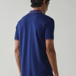 Reid & Taylor Navy Cotton Regular Fit Polo T-Shirt image 2