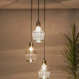 Kapoor Lamp Shades Alita 3 Light Smoke Lustere Glass & Black Metal Cluster Pendant-picture-11