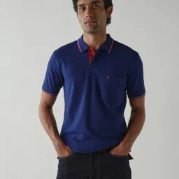 Reid & Taylor Navy Cotton Regular Fit Polo T-Shirt image 4