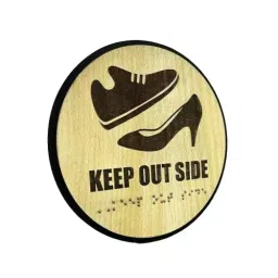 Signxpress India 150x150 mm Keep Out Side Self Adhesive MDF Sign Board Wooden Color-image-24