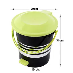 Kuber Industries Black & Green Striped Pedal Dustbin - 10L image 2