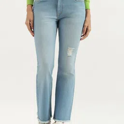 United Colors of Benetton Women Bootcut High-Rise Low Distress Light Fade Jeans-picture-33