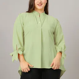 Curvy Lane Plus Size Mandarin Collar High Low Top-picture-15