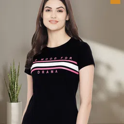 Dreambe Women Pack of 2 Typography Printed Round Neck Cotton T-shirts-picture-32