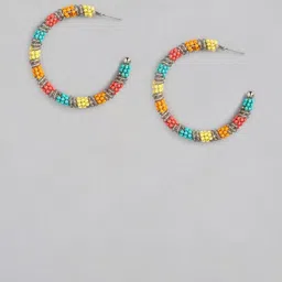 RICHEERA Artificial Stones Studded Circular Shaped Half Hoop Earrings image 3