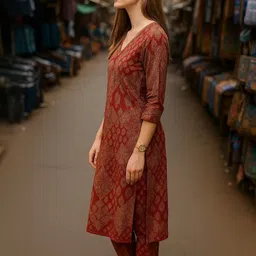 JANOI Women Ethnic Motifs Printed Regular Kurta with Trousers image 2